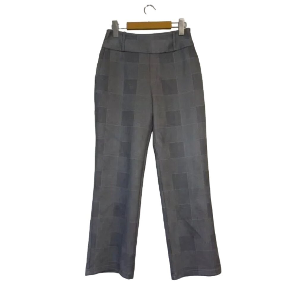 NWT leze the label grey plaid pant sustainable wide leg trouser academia medium